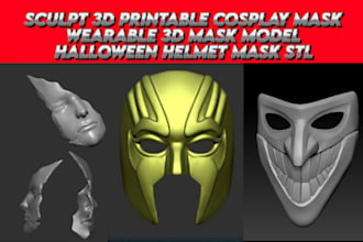 sculpt 3d printable cosplay mask wearable 3d mask model halloween helmet maskstl