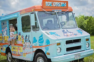 remodel 3d ice cream truck, container cafe, food stall, kiosks, booth, autocad