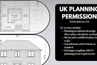 create uk planning permission drawings and do site plan drawing