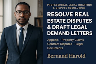 draft legal dispute resolution, property claim, demand letter and appeal