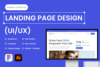 design a modern landing page UI UX in figma