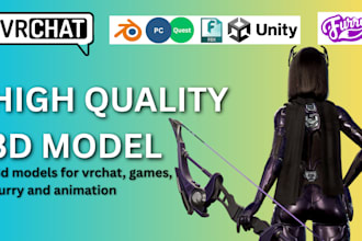 custom vrchat avatar, vr character, furry avatar 3d vtuber model vrc avatar