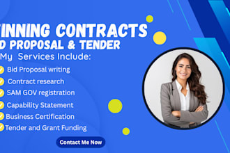 prepare winning bid proposals for lawncare trucking janitorial service and other