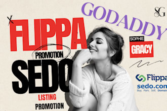 godaddy flippa sedo promotion seo listing to get more engagement and bid