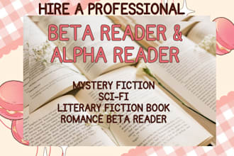 alpha read, beta read literary fiction book, mystery fiction, with full report