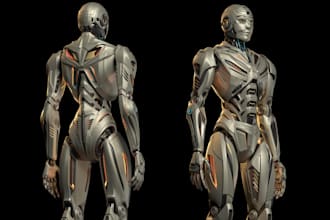 create 3d  hard surface for mechanical robotics model with detailed parts