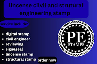 license civil and structural engineer pe stamp for illinois, tx, ca, ohio utah