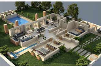 design villa plan, villa 2d plan ,villa house plan with villa 3d plan