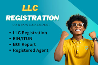 do US llc registration, boi , registered agent, ein, llc tax filling, UK