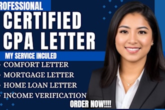 provide a licensed CPA letter for income verification, self employment, or loan