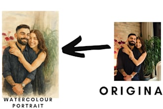create this water colour portrait for your special moment