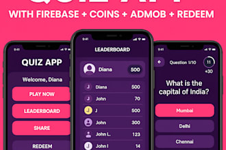 build a quiz app with firebase, admob, and coin system for you