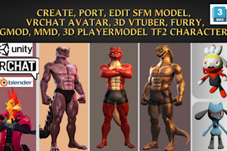 3d vrchat avatar furry nsfw vrm vtuber model facerig animaze vtubing vseeface