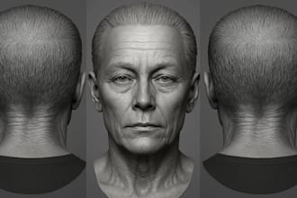 sculpt realistic 3d head, bust up, full body model, 3d figure, stl for 3d print