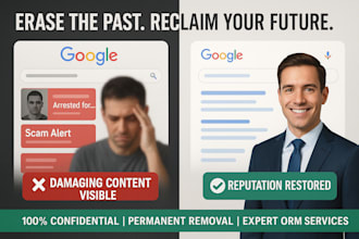 permanently remove negative link, bad articles, web content, mugshot from search