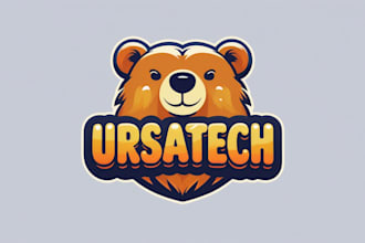 design bear mascot logo with express delivery