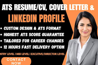 write professional ats resume, CV, cover letter, and optimize linkedin profile