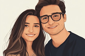 do realistic family portrait, couple or group from photo