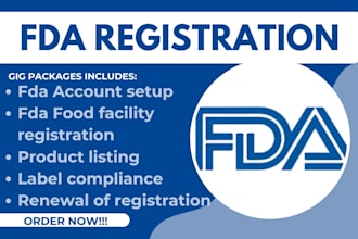 register your US company with fda, do label compliance and product listing