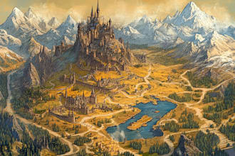 create a fantasy map illustration or site in illustrator