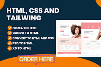 convert figma to HTML canva to HTML xd to HTML bootstrap responsive tailwind CSS
