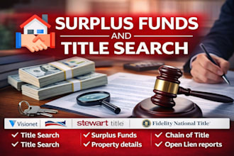 find surplus funds tax overages and title search for dollar five