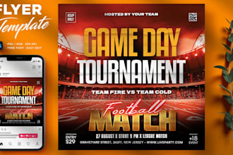 design compelling graphics football soccer team sport, gym for all flyer design