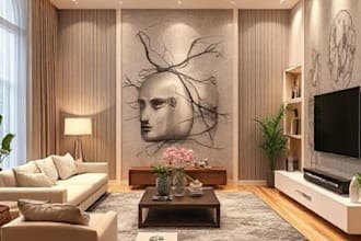 do 3d interior design for bedroom, kitchen, living room