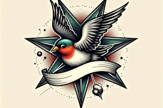 create awesome old school tattoo style design