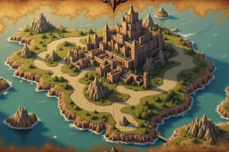 design map illustration, fantasy map, dnd map, game map, world map, city map