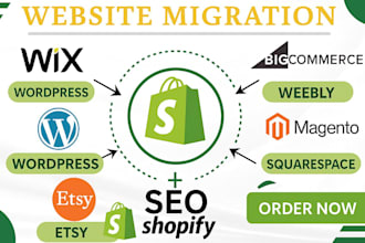 migrate wordpress squarespace wix magento, bigcommerce store to shopify store
