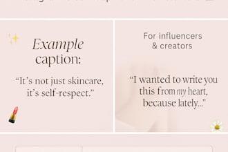 instagram bios, captions and newsletters for beauty influencers