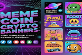 design high converting dex screener banner meme coin visuals for x, dex tools