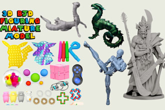 sculpt 3d articulated model, fidget toy 3d action figure, 3d miniature toy model