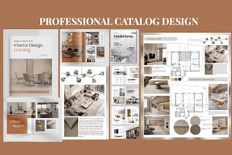 design real estate property listing catalog lookbook, home decor for sales, rent