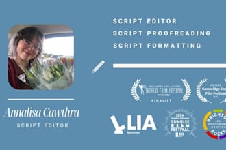 edit, proofread and format your screenplay or script