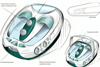 sketch and design industrial product ideas with professional concept development