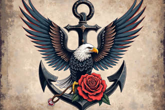 create a traditional or old school style tattoo design