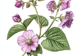draw botanical illustration line art of plants and flowers
