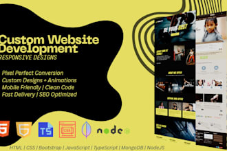 do custom website development as a full stack front end and back end developer