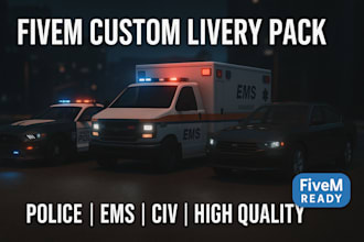 design custom fivem livery car packs for police, ems  civ cars