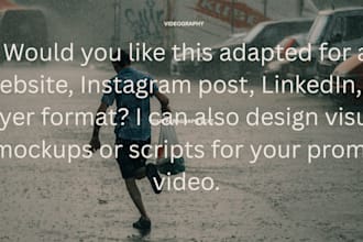 create a promotional video, ads, content and business plan