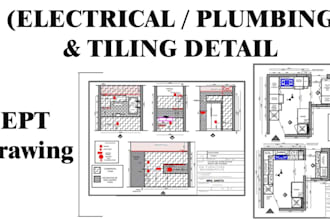 draw architectural electrical plan, plumbing, hvac,  mep drawing and permit plan