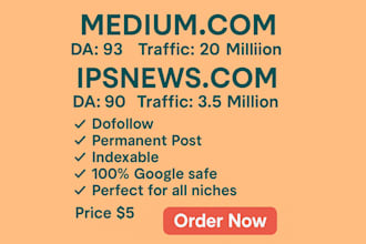 publish your news article on medium,com and ipsnews,com