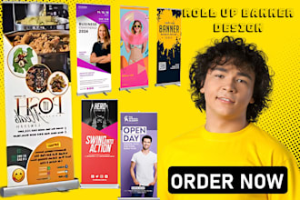 design roll up banner, retractable banner, pull up or roller banner, show banner