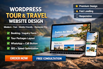 design tour and travel agency website in wordpress