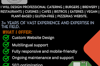 design restaurant cuisine catering culinary pub seafood cafes vegan BBQ website
