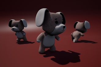 design cute 3d character, animal, mascot, and toy model using blender and zbrush