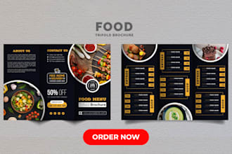 design professional eye catching menu design for your restaurant, cafe and bar