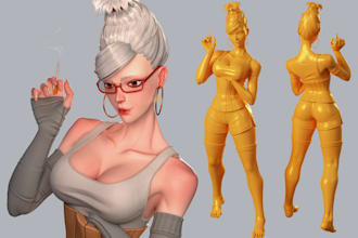 create a character sculpture for 3d printing and render